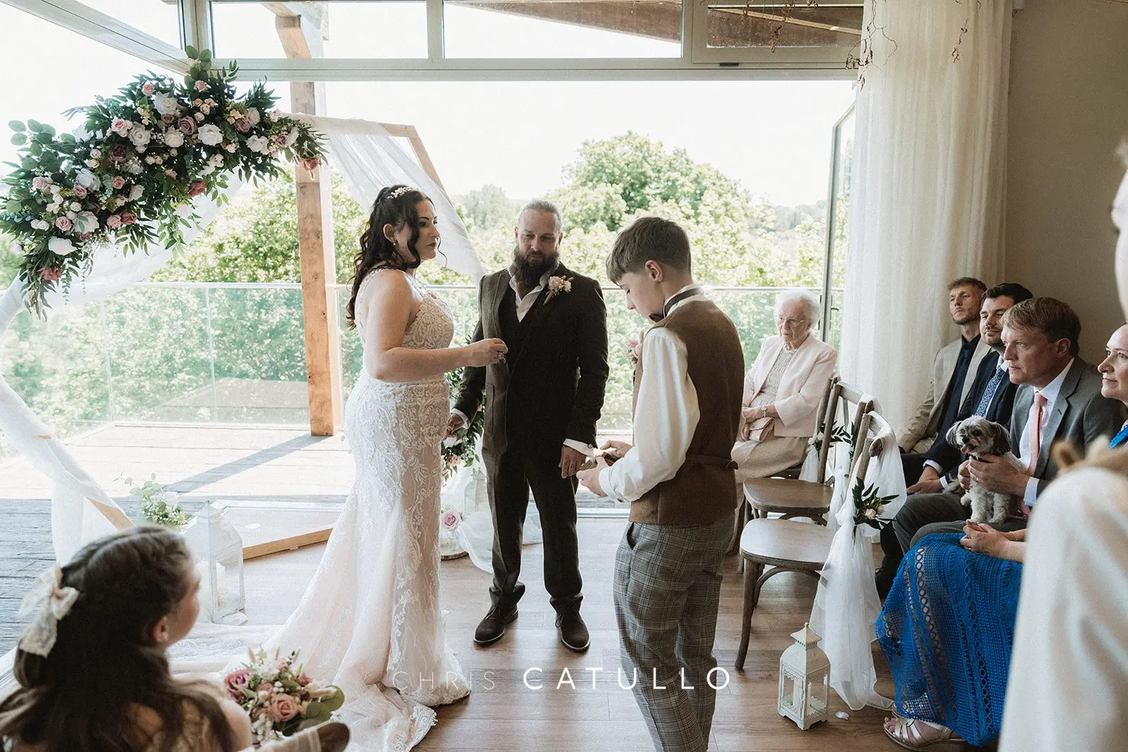 Kelly and Dave's ceremony in The Nest at Tree Top Escape