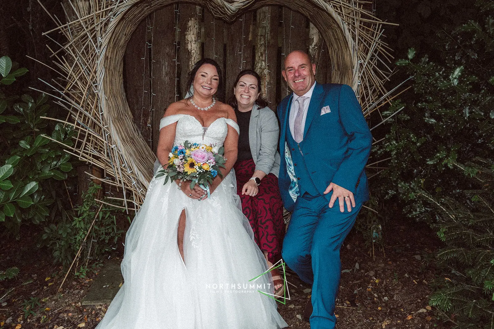 Nicola with a happy wedding couple at Tree Top Escape, North Devon