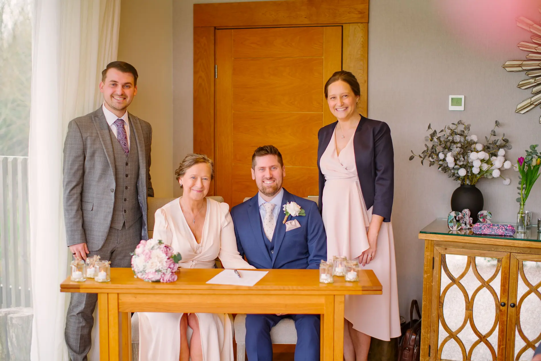 Sarah and Chris on their wedding day at Tree Top Escape, North Devon